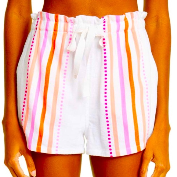 NEW lemlem Eshe Striped Cotton Blend Shorts
